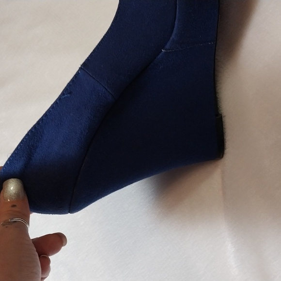 ROYAL BLUE PLATFORM WEDGE HEELS - Picture 7 of 11